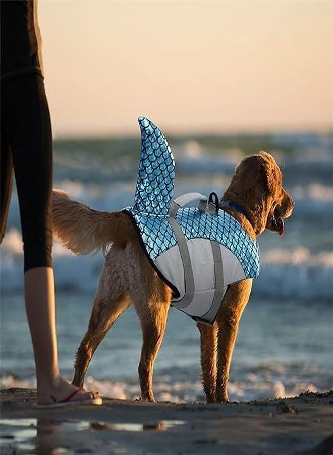 MUGATH Dog Life Jacket Medium, Dog Shark Life Vest Adjustable Pet Floatation Vest Swimsuit, Puppy Swim Vest, Lightweight High Reflective Pet PFD Lifesaver for Swimming Pool Beach Boating (Blue) (L) - Image 4